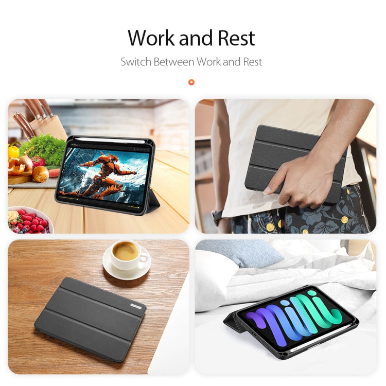 For iPad mini 7 / mini 6 DUX DUCIS Domo Series Horizontal Flip Magnetic TPU + PU Leather Tablet Case with Three-folding Holder & Pen Slot(Black) - free shipping - PMC Jewellery - Order now!