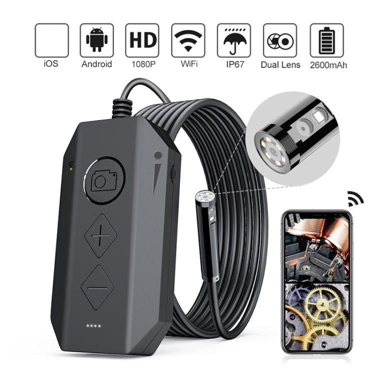 Y17 5MP 7.9mm Dual-lens HD Autofocus WiFi Industrial Digital Endoscope Zoomable Snake Camera, Cable Length:5m Hard Cable(Black) -  by PMC TechLife | Online Shopping South Africa | PMC TechLife | Buy Now Pay Later Mobicred