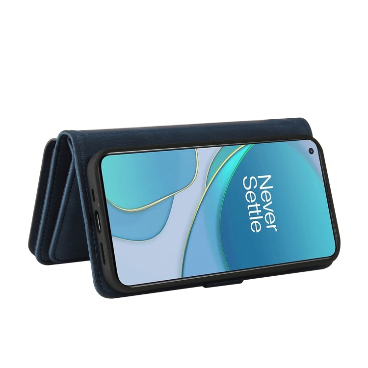 For OnePlus 9 Skin Feel PU + TPU Horizontal Flip Leather Case With Holder & 15 Cards Slot & Wallet & Zipper Pocket & Lanyard(Blue) - OnePlus Cases by PMC TechLife | Online Shopping South Africa | PMC TechLife | Buy Now Pay Later Mobicred
