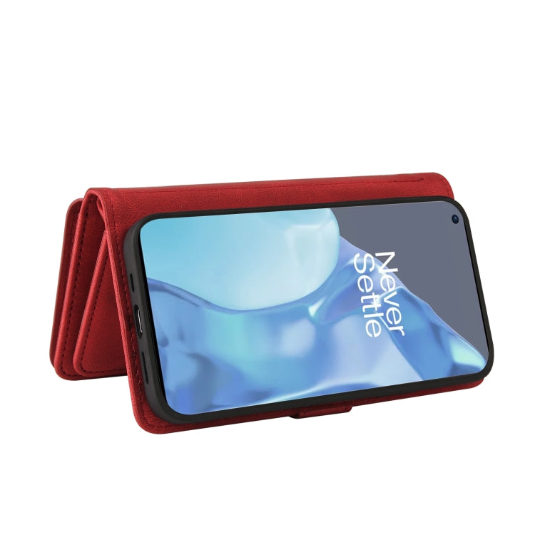 For OnePlus 9 Pro Skin Feel PU + TPU Horizontal Flip Leather Case With Holder & 15 Cards Slot & Wallet & Zipper Pocket & Lanyard(Red) - OnePlus Cases by PMC TechLife | Online Shopping South Africa | PMC TechLife | Buy Now Pay Later Mobicred
