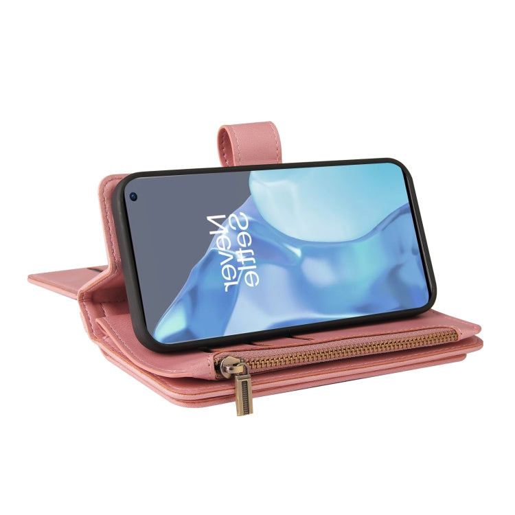 For OnePlus 9 Pro Skin Feel PU + TPU Horizontal Flip Leather Case With Holder & 15 Cards Slot & Wallet & Zipper Pocket & Lanyard(Pink) - OnePlus Cases by PMC TechLife | Online Shopping South Africa | PMC TechLife | Buy Now Pay Later Mobicred