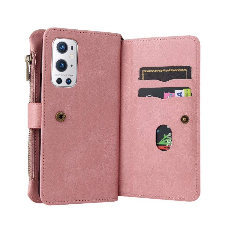 For OnePlus 9 Pro Skin Feel PU + TPU Horizontal Flip Leather Case With Holder & 15 Cards Slot & Wallet & Zipper Pocket & Lanyard(Pink) - OnePlus Cases by PMC TechLife | Online Shopping South Africa | PMC TechLife | Buy Now Pay Later Mobicred