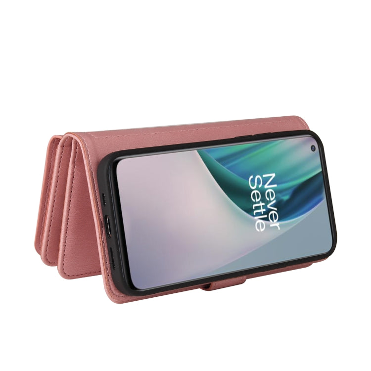 For OnePlus Nord N10 5G Skin Feel PU + TPU Horizontal Flip Leather Case With Holder & 15 Cards Slot & Wallet & Zipper Pocket & Lanyard(Pink) - OnePlus Cases by PMC TechLife | Online Shopping South Africa | PMC TechLife | Buy Now Pay Later Mobicred