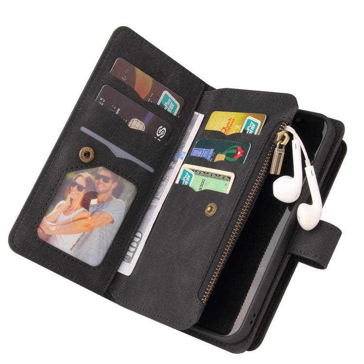 For OnePlus Nord CE 5G Skin Feel PU + TPU Horizontal Flip Leather Case With Holder & 15 Cards Slot & Wallet & Zipper Pocket & Lanyard(Black) - OnePlus Cases by PMC TechLife | Online Shopping South Africa | PMC TechLife | Buy Now Pay Later Mobicred