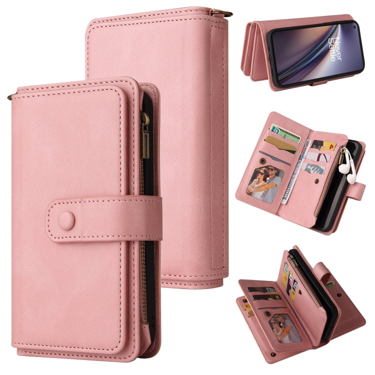 For OnePlus Nord CE 5G Skin Feel PU + TPU Horizontal Flip Leather Case With Holder & 15 Cards Slot & Wallet & Zipper Pocket & Lanyard(Pink) - free shipping - PMC TechLife - Order now!