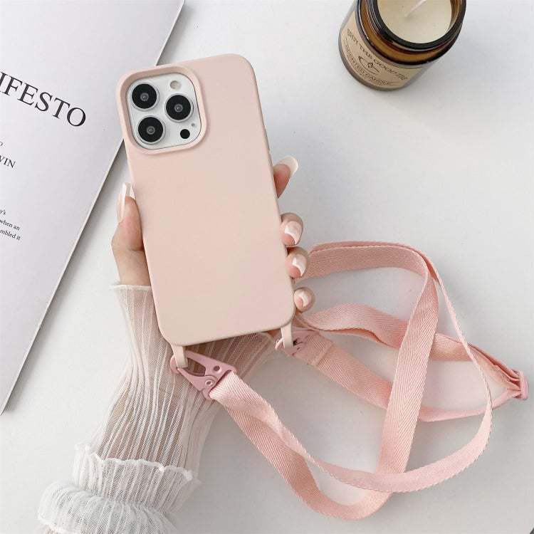 For iPhone 13 Elastic Silicone Protective Case with Wide Neck Lanyard(Pink) - iPhone 13 Cases by PMC TechLife | Online Shopping South Africa | PMC TechLife
