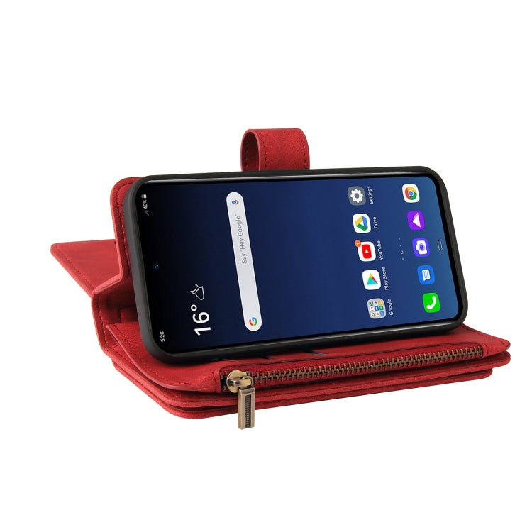 For LG G9 / Velvet Skin Feel PU + TPU Horizontal Flip Leather Case With Holder & 15 Cards Slot & Wallet & Zipper Pocket & Lanyard(Red) - LG by PMC TechLife | Online Shopping South Africa | PMC TechLife | Buy Now Pay Later Mobicred