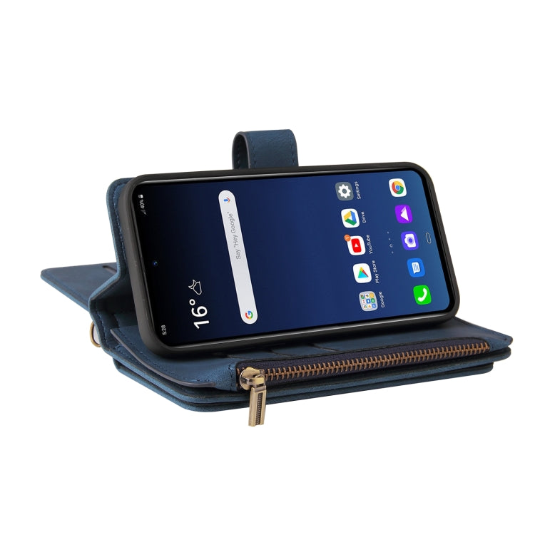 For LG G9 / Velvet Skin Feel PU + TPU Horizontal Flip Leather Case With Holder & 15 Cards Slot & Wallet & Zipper Pocket & Lanyard(Blue) - free shipping - PMC TechLife - Order now!
