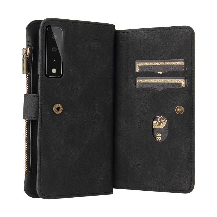 For LG Stylo 7 / Stylo 7 5G Skin Feel PU + TPU Horizontal Flip Leather Case With Holder & 15 Cards Slot & Wallet & Zipper Pocket & Lanyard(Black) - LG by PMC TechLife | Online Shopping South Africa | PMC TechLife | Buy Now Pay Later Mobicred