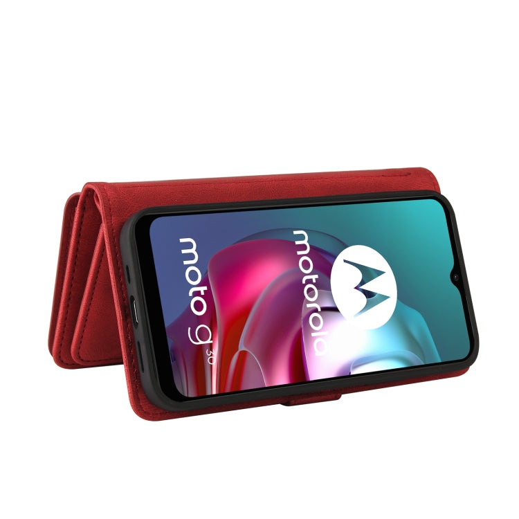 For Motorola Moto G10 Skin Feel PU + TPU Horizontal Flip Leather Case With Holder & 15 Cards Slot & Wallet & Zipper Pocket & Lanyard(Red) - Motorola Cases by PMC TechLife | Online Shopping South Africa | PMC TechLife | Buy Now Pay Later Mobicred