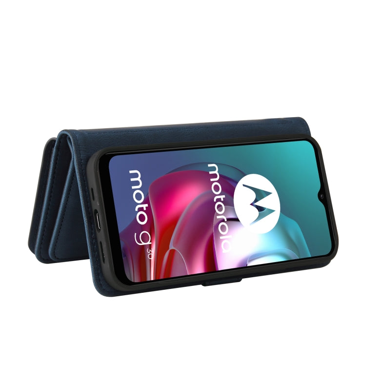 For Motorola Moto G10 Skin Feel PU + TPU Horizontal Flip Leather Case With Holder & 15 Cards Slot & Wallet & Zipper Pocket & Lanyard(Blue) - Motorola Cases by PMC TechLife | Online Shopping South Africa | PMC TechLife | Buy Now Pay Later Mobicred