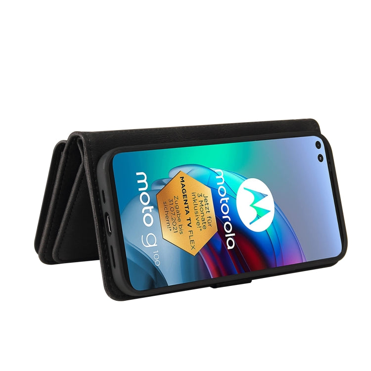 For Motorola Moto G100 Skin Feel PU + TPU Horizontal Flip Leather Case With Holder & 15 Cards Slot & Wallet & Zipper Pocket & Lanyard(Black) - Motorola Cases by PMC TechLife | Online Shopping South Africa | PMC TechLife | Buy Now Pay Later Mobicred