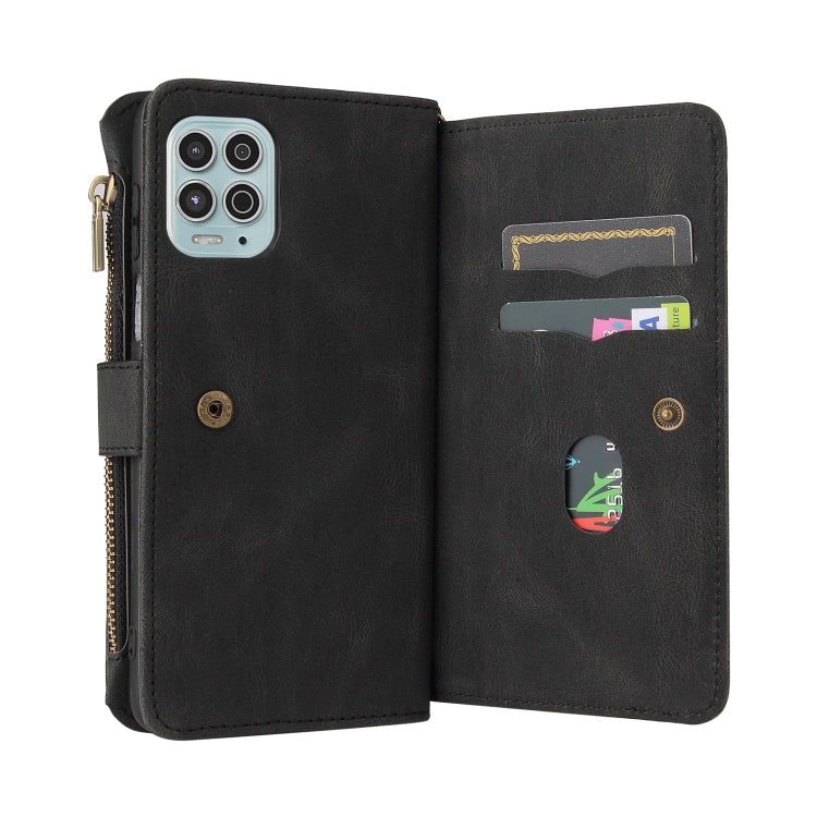 For Motorola Moto G100 Skin Feel PU + TPU Horizontal Flip Leather Case With Holder & 15 Cards Slot & Wallet & Zipper Pocket & Lanyard(Black) - Motorola Cases by PMC TechLife | Online Shopping South Africa | PMC TechLife | Buy Now Pay Later Mobicred