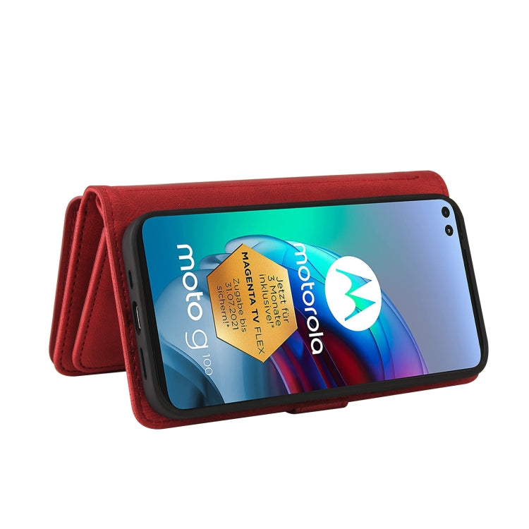 For Motorola Moto G100 Skin Feel PU + TPU Horizontal Flip Leather Case With Holder & 15 Cards Slot & Wallet & Zipper Pocket & Lanyard(Red) - free shipping - PMC TechLife - Order now!