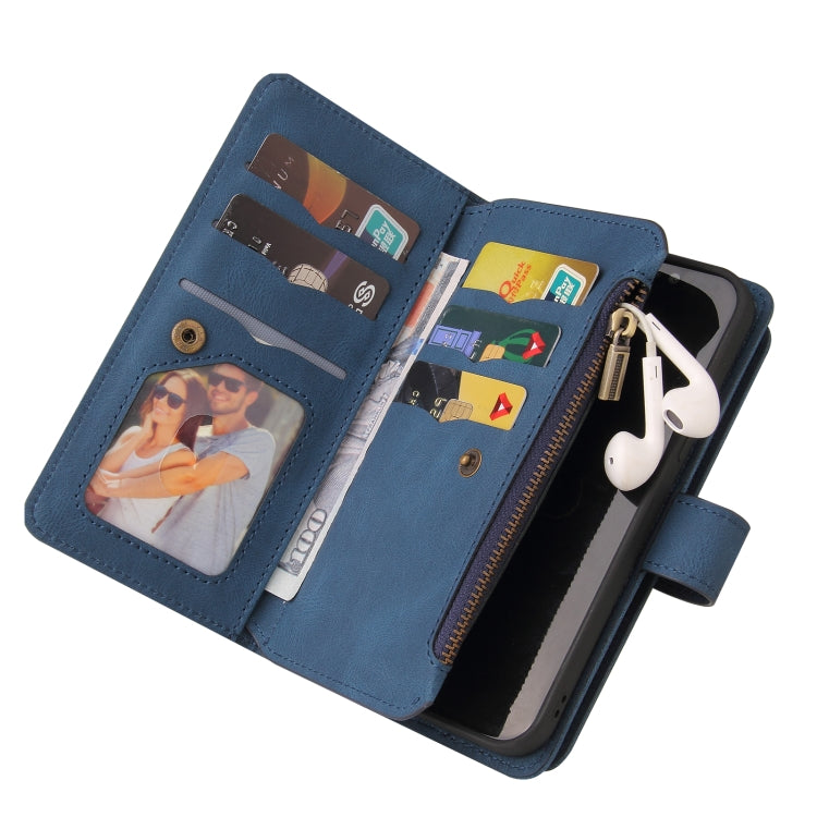 For Sony Xperia 5 III Skin Feel PU + TPU Horizontal Flip Leather Case With Holder & 15 Cards Slot & Wallet & Zipper Pocket & Lanyard(Blue) - Sony Cases by PMC TechLife | Online Shopping South Africa | PMC TechLife | Buy Now Pay Later Mobicred