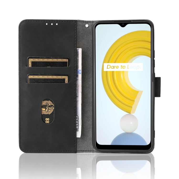 For OPPO Realme C21Y Solid Color Skin Feel Magnetic Buckle Horizontal Flip Calf Texture PU Leather Case with Holder & Card Slots & Wallet(Black) - Realme Cases by PMC TechLife | Online Shopping South Africa | PMC TechLife | Buy Now Pay Later Mobicred