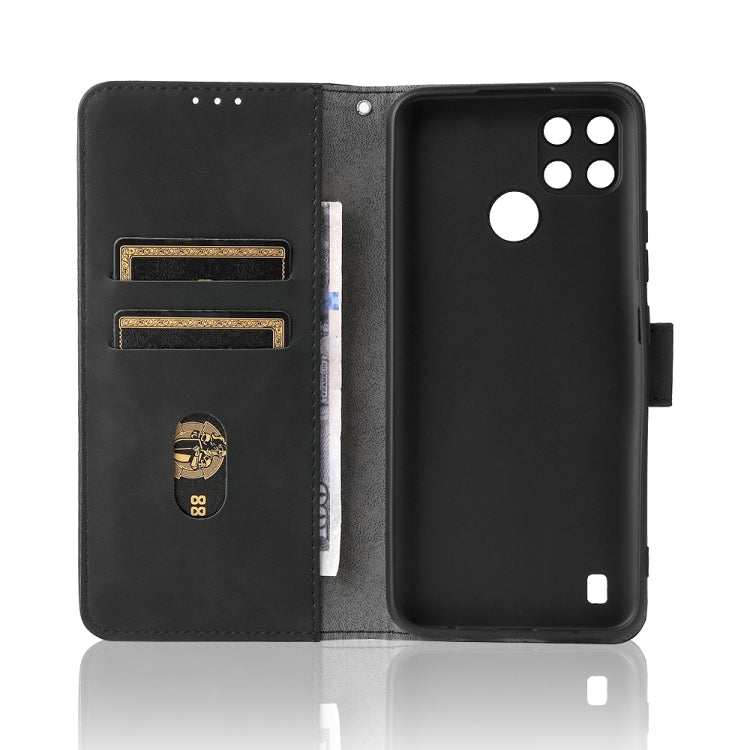 For OPPO Realme C21Y Solid Color Skin Feel Magnetic Buckle Horizontal Flip Calf Texture PU Leather Case with Holder & Card Slots & Wallet(Black) - Realme Cases by PMC TechLife | Online Shopping South Africa | PMC TechLife | Buy Now Pay Later Mobicred