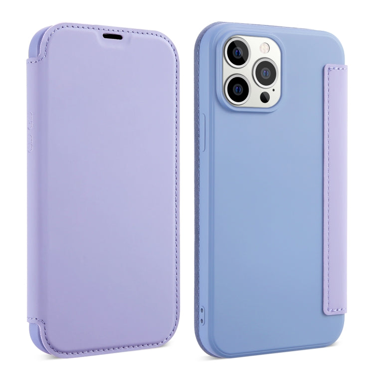 For iPhone 13 Pro Skin Feel Horizontal Flip PU Leather Case with Holder & Card Slot (Taro Purple) - iPhone 13 Pro Cases by PMC TechLife | Online Shopping South Africa | PMC TechLife