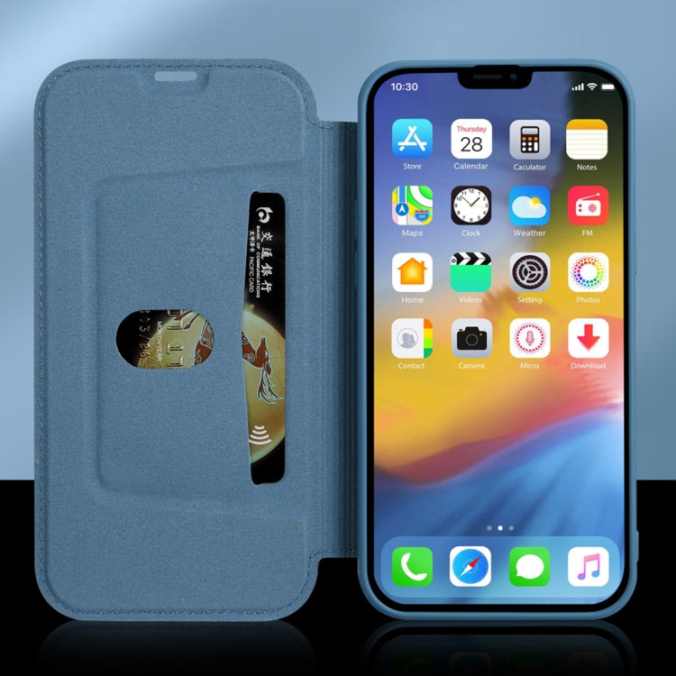 For iPhone 13 Pro Skin Feel Horizontal Flip PU Leather Case with Holder & Card Slot (Taro Purple) - iPhone 13 Pro Cases by PMC TechLife | Online Shopping South Africa | PMC TechLife