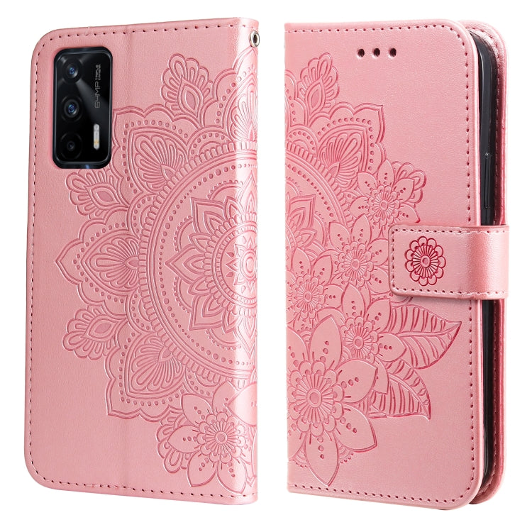 For OPPO Realme GT Master / Realme Q3 Pro 7-petal Flowers Embossing Pattern Horizontal Flip PU Leather Case with Holder & Card Slots & Wallet & Photo Frame(Rose Gold) - Realme Cases by PMC TechLife | Online Shopping South Africa | PMC TechLife | Buy Now Pay Later Mobicred