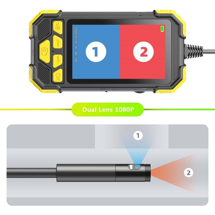 Y19 7.9mm Dual Lens Hand-held Hard-wire Endoscope with 4.3-inch IPS Color LCD Screen, Cable Length:3.5m(Yellow) -  by PMC TechLife | Online Shopping South Africa | PMC TechLife | Buy Now Pay Later Mobicred