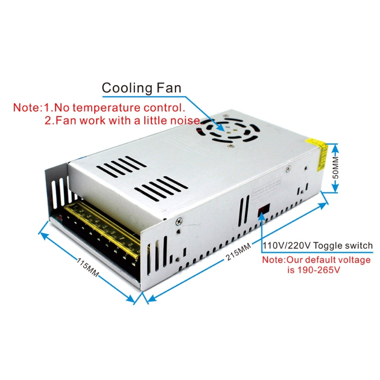 S-600-12 DC12V 50A 600W Light Bar Regulated Switching Power Supply LED Transformer, Size: 215 x 115 x 50mm - Power Supplies by PMC TechLife | Online Shopping South Africa | PMC TechLife