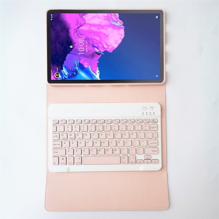For Lenovo Pad Tab P11 11 inch TB-J606F LX110 Solid Color Detachable Square Keycap Bluetooth Keyboard Leather Tablet Case with Stand(Pink) - Lenovo Keyboard by PMC TechLife | Online Shopping South Africa | PMC TechLife