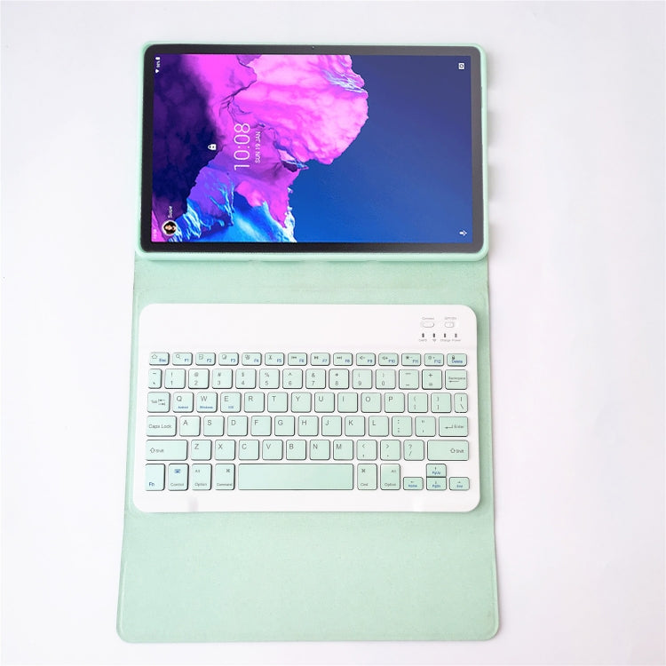 For Lenovo Pad Tab P11 11 inch TB-J606F LX110 Solid Color Detachable Square Keycap Bluetooth Keyboard Leather Tablet Case with Stand(Green) - Lenovo Keyboard by PMC TechLife | Online Shopping South Africa | PMC TechLife