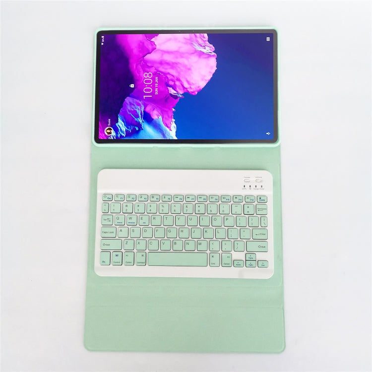 For Lenovo Pad Tab P11 Pro 11.5 inch TB-J706F LX115 Solid Color Detachable Square Keycap Bluetooth Keyboard Leather Tablet Case with Stand(Green) - Lenovo Keyboard by PMC TechLife | Online Shopping South Africa | PMC TechLife