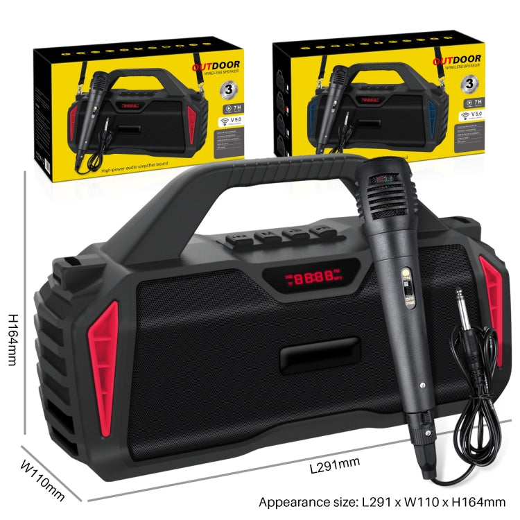 New Rixing NR-6011M Bluetooth 5.0 Portable Outdoor Karaoke Wireless Bluetooth Speaker with Microphone & Shoulder Strap(Green) - free shipping - PMC Jewellery - Order now!