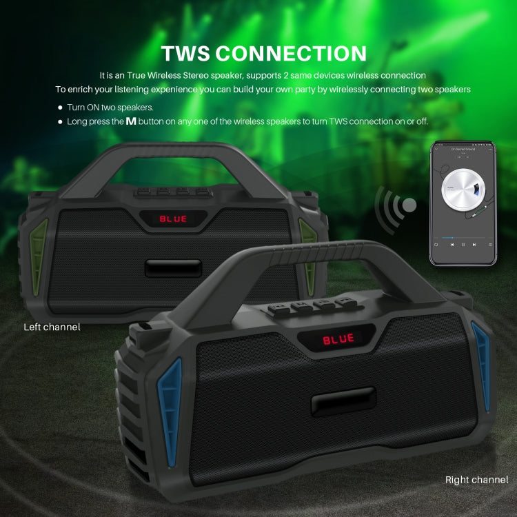 New Rixing NR-6011M Bluetooth 5.0 Portable Outdoor Karaoke Wireless Bluetooth Speaker with Microphone & Shoulder Strap(Green) - free shipping - PMC Jewellery - Order now!