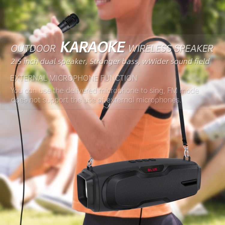 New Rixing NR-6012M Bluetooth 5.0 Portable Outdoor Karaoke Wireless Bluetooth Speaker with Microphone & Shoulder Strap(Blue) - free shipping - PMC Jewellery - Order now!