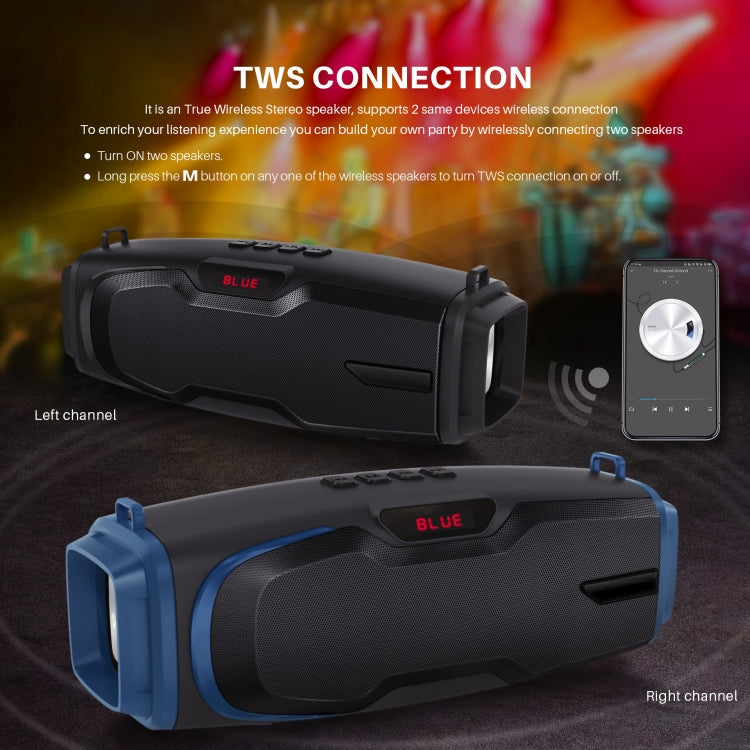 New Rixing NR-6012M Bluetooth 5.0 Portable Outdoor Karaoke Wireless Bluetooth Speaker with Microphone & Shoulder Strap(Blue) - free shipping - PMC Jewellery - Order now!