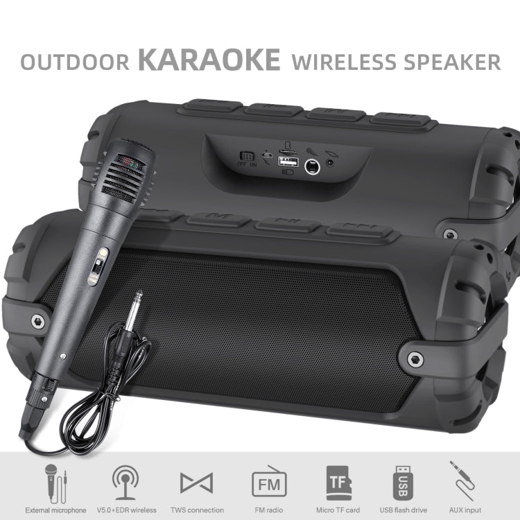 New Rixing NR-6013M Bluetooth 5.0 Portable Outdoor Karaoke Wireless Bluetooth Speaker with Microphone & Shoulder Strap(Blue) - free shipping - PMC Jewellery - Order now!