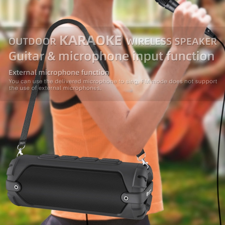 New Rixing NR-6013M Bluetooth 5.0 Portable Outdoor Karaoke Wireless Bluetooth Speaker with Microphone & Shoulder Strap(Blue) - free shipping - PMC Jewellery - Order now!