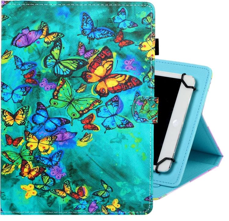 10 inch Universal Colored Drawing Horizontal Flip PU Leather Case with Holder & Card Slot(Green Butterfly) - free shipping - PMC TechLife - Order now!
