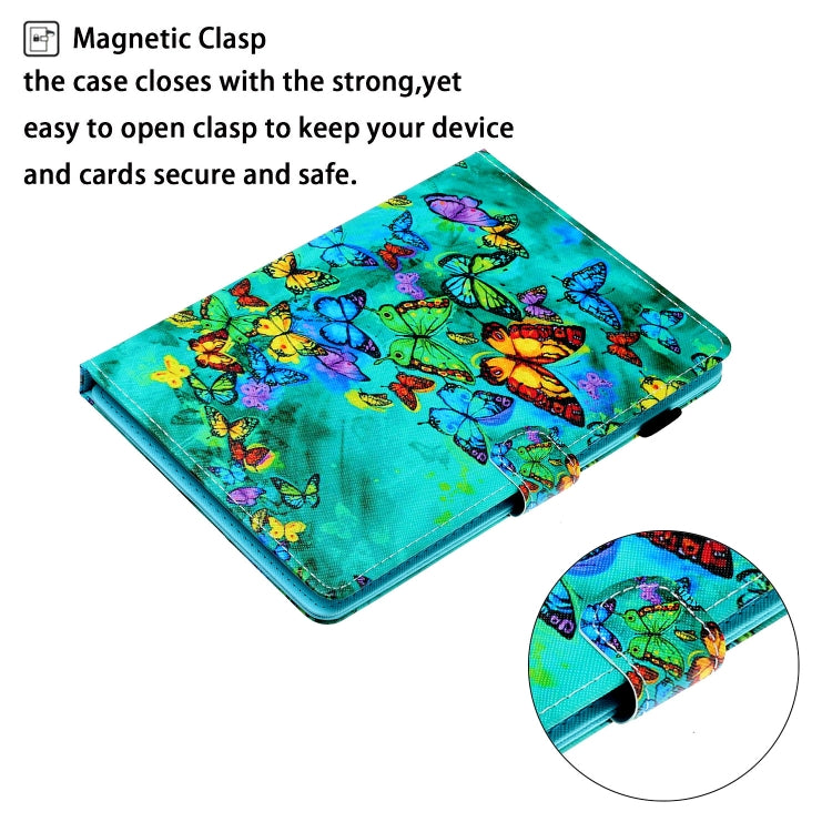 10 inch Universal Colored Drawing Horizontal Flip PU Leather Case with Holder & Card Slot(Green Butterfly) - free shipping - PMC TechLife - Order now!