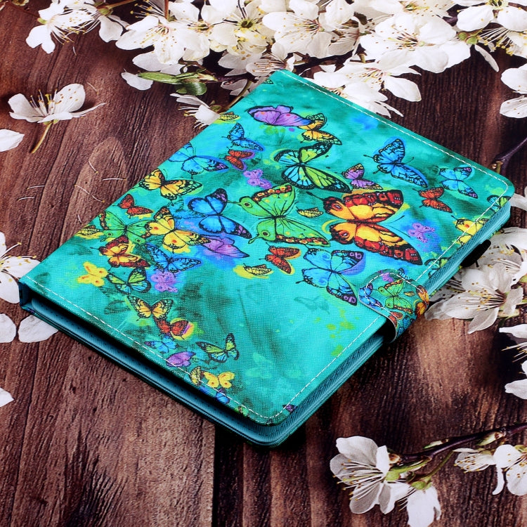 10 inch Universal Colored Drawing Horizontal Flip PU Leather Case with Holder & Card Slot(Green Butterfly) - free shipping - PMC TechLife - Order now!
