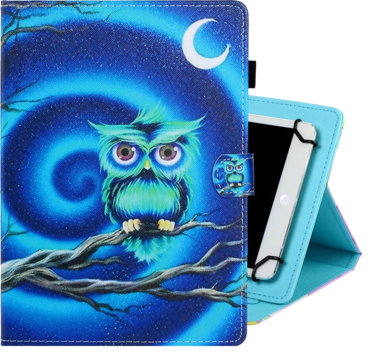 10 inch Universal Colored Drawing Horizontal Flip PU Leather Case with Holder & Card Slot(Moon Owl) - 10 - 11 inch by PMC TechLife | Online Shopping South Africa | PMC TechLife | Buy Now Pay Later Mobicred