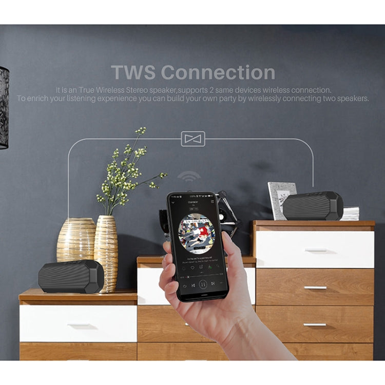 NewRixing NR-4000 TWS Mesh Polygon Music Box Concept Bluetooth Speaker(Black) - free shipping - PMC Jewellery - Order now!