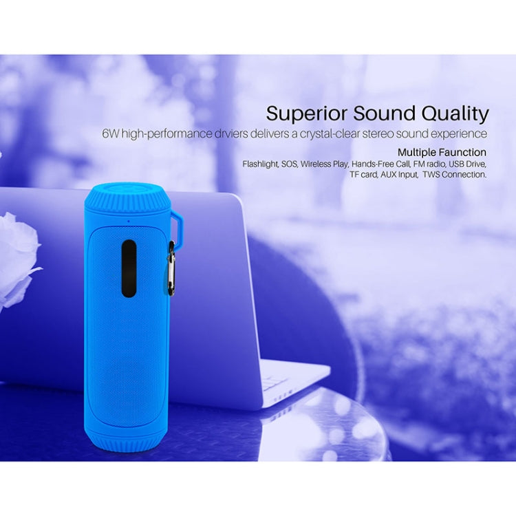 NewRixing NR-4016A TWS Outdoor Splashproof Bluetooth Speaker with Carabiner Handle & SOS Flashlight(Blue) - free shipping - PMC Jewellery - Order now!