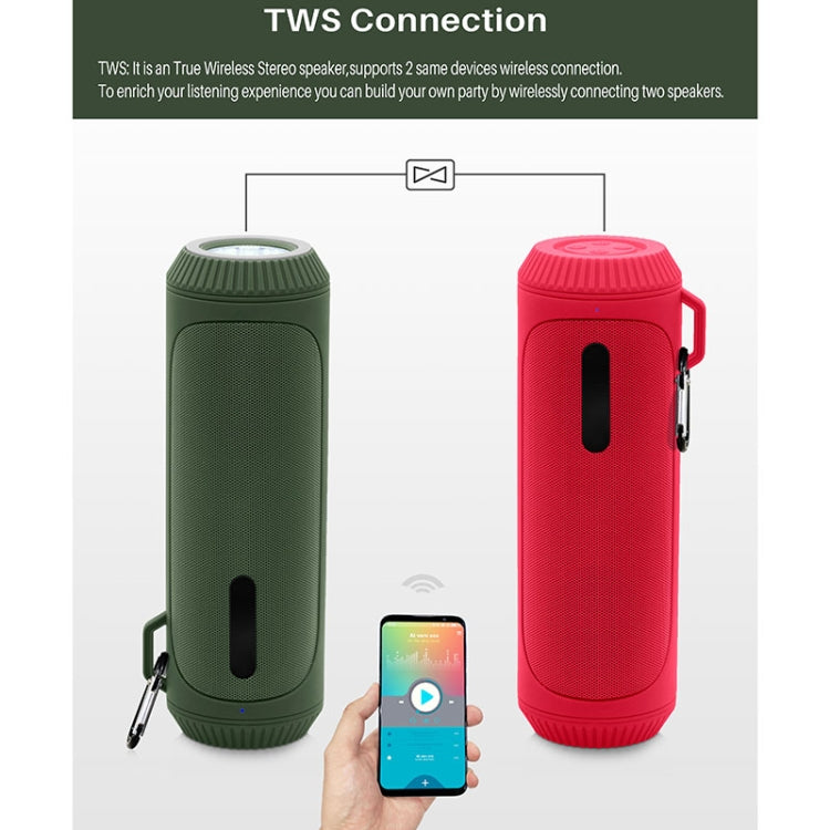 NewRixing NR-4016A TWS Outdoor Splashproof Bluetooth Speaker with Carabiner Handle & SOS Flashlight(Red) - free shipping - PMC Jewellery - Order now!