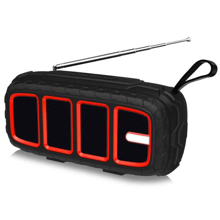 NewRixing NR-5018FM Outdoor Portable Bluetooth Speaker with Antenna, Support Hands-free Call / TF Card / FM / U Disk(Black+Red) - free shipping - PMC Jewellery - Order now!