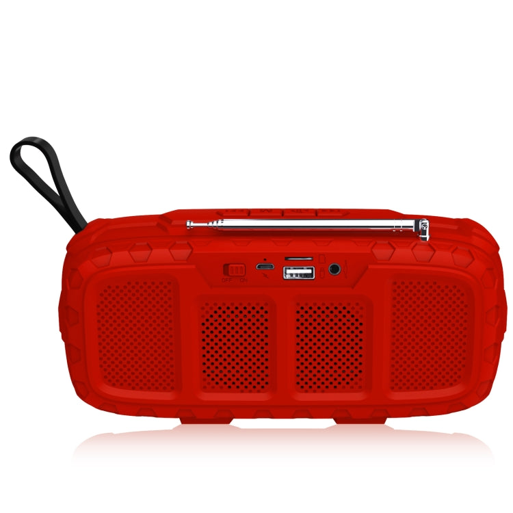 NewRixing NR-5018FM Outdoor Portable Bluetooth Speaker with Antenna, Support Hands-free Call / TF Card / FM / U Disk(Red+Black) - free shipping - PMC Jewellery - Order now!