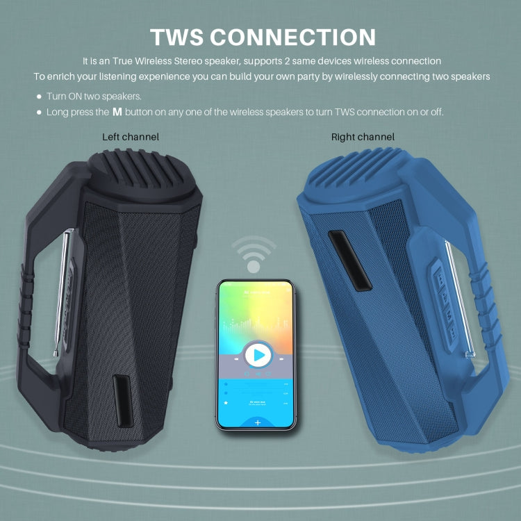 NewRixing NR-4025FM with Screen Outdoor Splash-proof Water Portable Bluetooth Speaker, Support Hands-free Call / TF Card / FM / U Disk(Grey) - free shipping - PMC Jewellery - Order now!