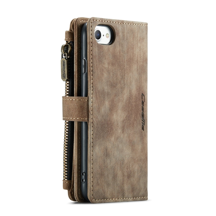For iPhone SE 2022 / SE 2020 / 8 / 7 / 6 CaseMe-C30 PU + TPU Multifunctional Horizontal Flip Leather Case with Holder & Card Slot & Wallet & Zipper Pocke(Brown) - iPhone SE 2022 / 2020 / 8 / 7 Cases by CaseMe | Online Shopping South Africa | PMC TechLife | Buy Now Pay Later Mobicred