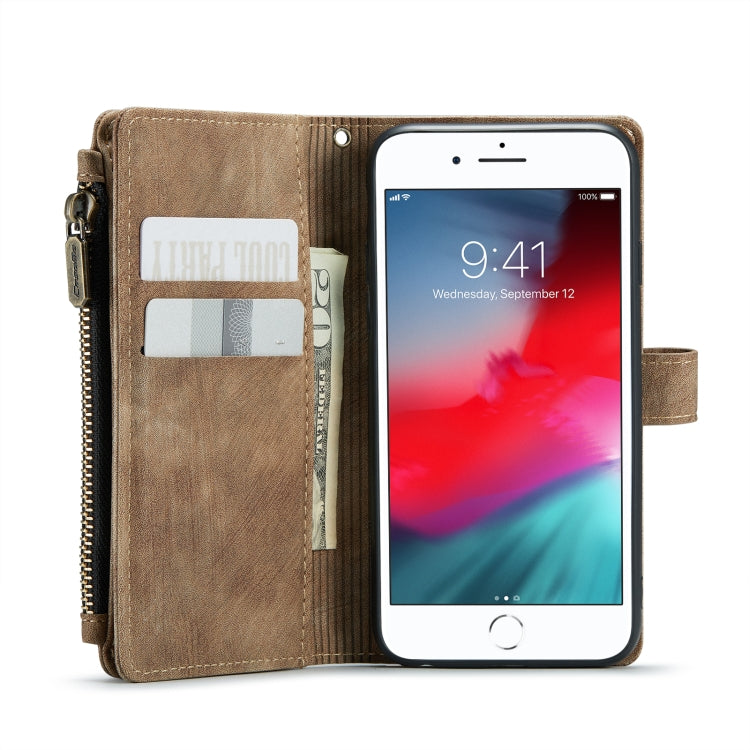 For iPhone SE 2022 / SE 2020 / 8 / 7 / 6 CaseMe-C30 PU + TPU Multifunctional Horizontal Flip Leather Case with Holder & Card Slot & Wallet & Zipper Pocke(Brown) - iPhone SE 2022 / 2020 / 8 / 7 Cases by CaseMe | Online Shopping South Africa | PMC TechLife | Buy Now Pay Later Mobicred