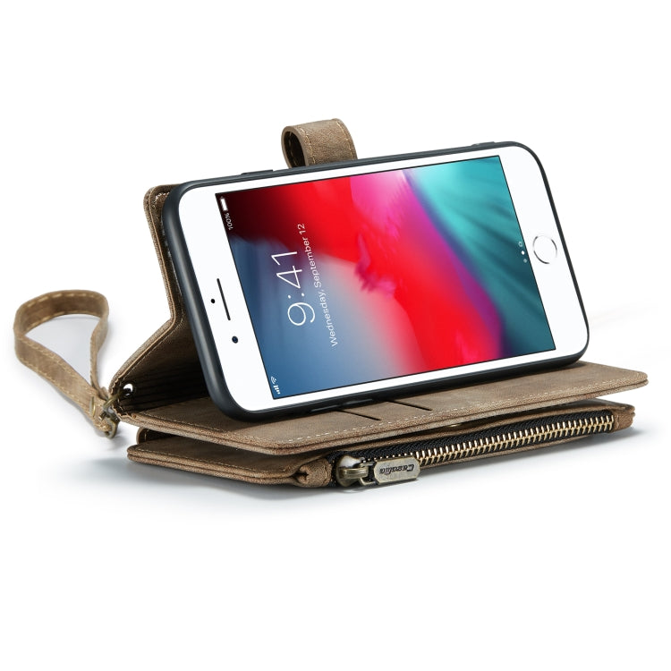 For iPhone SE 2022 / SE 2020 / 8 / 7 / 6 CaseMe-C30 PU + TPU Multifunctional Horizontal Flip Leather Case with Holder & Card Slot & Wallet & Zipper Pocke(Brown) - iPhone SE 2022 / 2020 / 8 / 7 Cases by CaseMe | Online Shopping South Africa | PMC TechLife | Buy Now Pay Later Mobicred