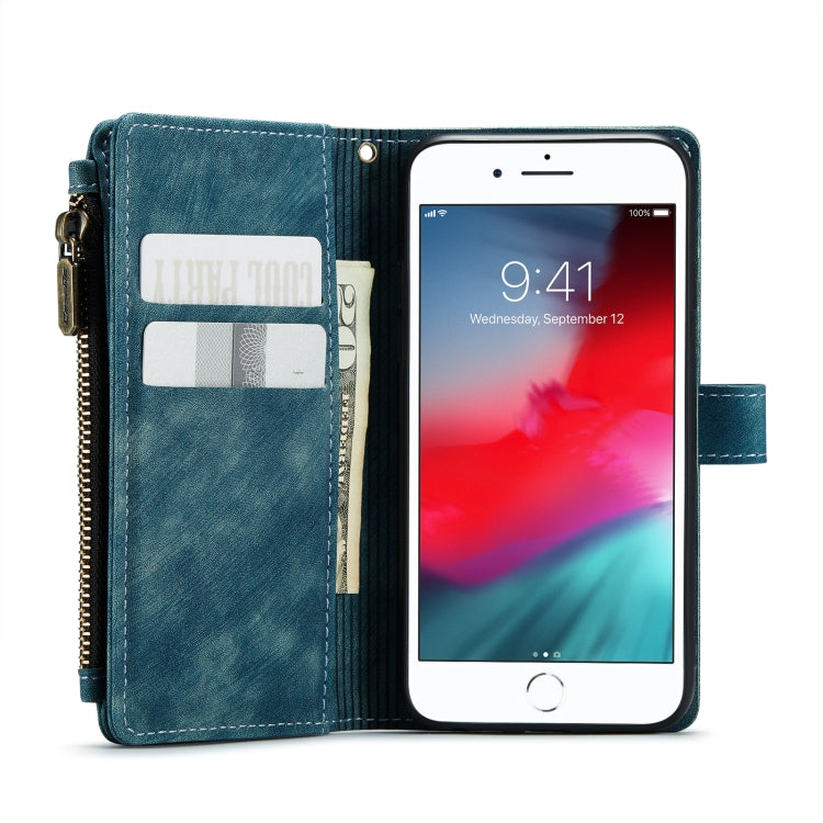 For iPhone SE 2022 / SE 2020 / 8 / 7 / 6 CaseMe-C30 PU + TPU Multifunctional Horizontal Flip Leather Case with Holder & Card Slot & Wallet & Zipper Pocke(Blue) - iPhone SE 2022 / 2020 / 8 / 7 Cases by CaseMe | Online Shopping South Africa | PMC Jewellery | Buy Now Pay Later Mobicred