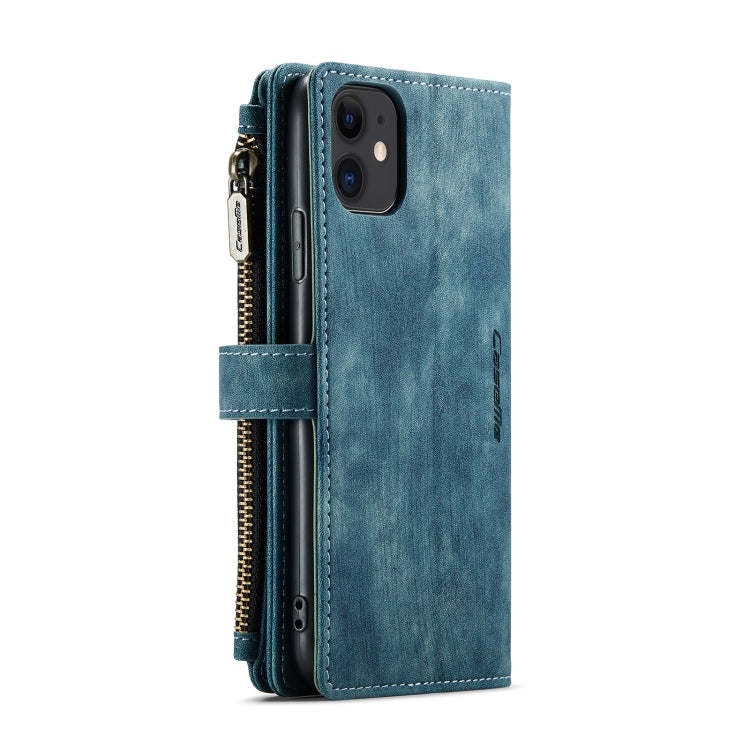 For iPhone 11 CaseMe-C30 PU + TPU Multifunctional Horizontal Flip Leather Case with Holder & Card Slot & Wallet & Zipper Pocket (Blue) - iPhone 11 Cases by CaseMe | Online Shopping South Africa | PMC Jewellery | Buy Now Pay Later Mobicred